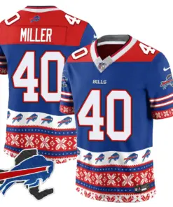 Buffalo Bills Nike 2024 Christmas Vapor Limited Jersey - Royal Blue - Image 10
