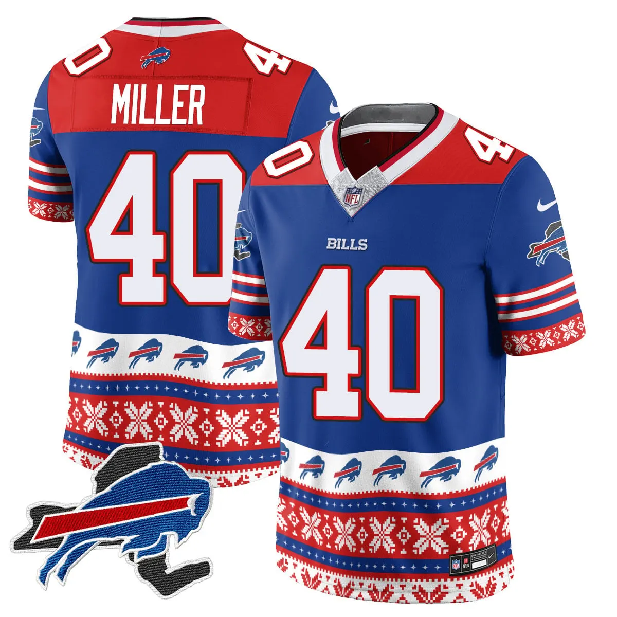 Buffalo Bills Nike 2024 Christmas Vapor Limited Jersey - Royal Blue - Image 10