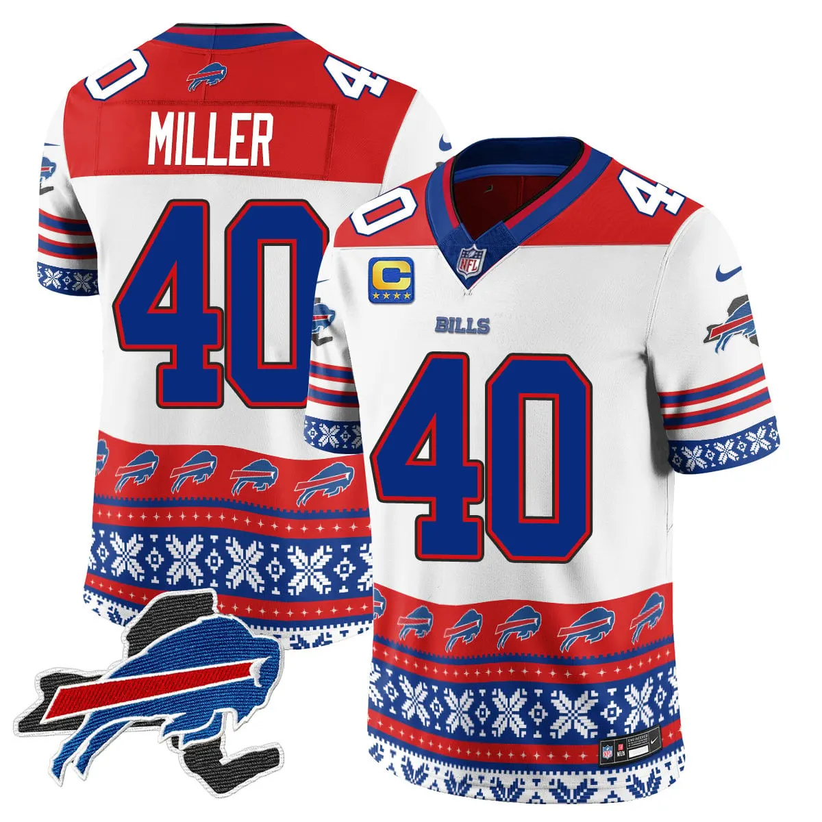 Buffalo Bills Nike 2024 Christmas Vapor Limited Jersey - Royal Blue - Image 16