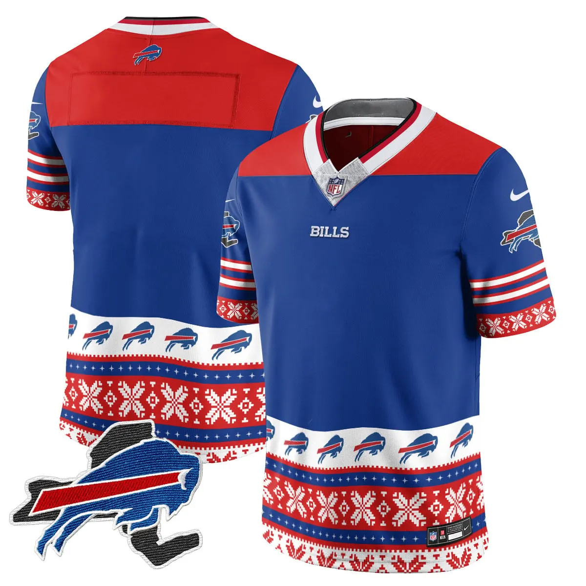 Buffalo Bills Nike 2024 Christmas Vapor Limited Jersey - Royal Blue - Image 11
