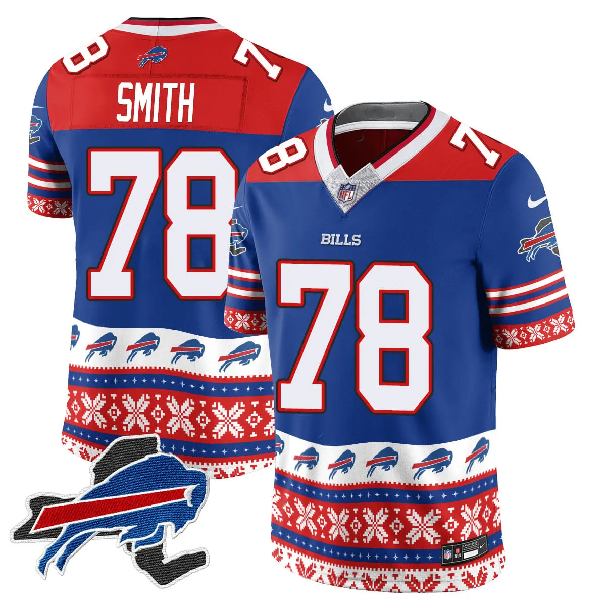 Buffalo Bills Nike 2024 Christmas Vapor Limited Jersey - Royal Blue - Image 5