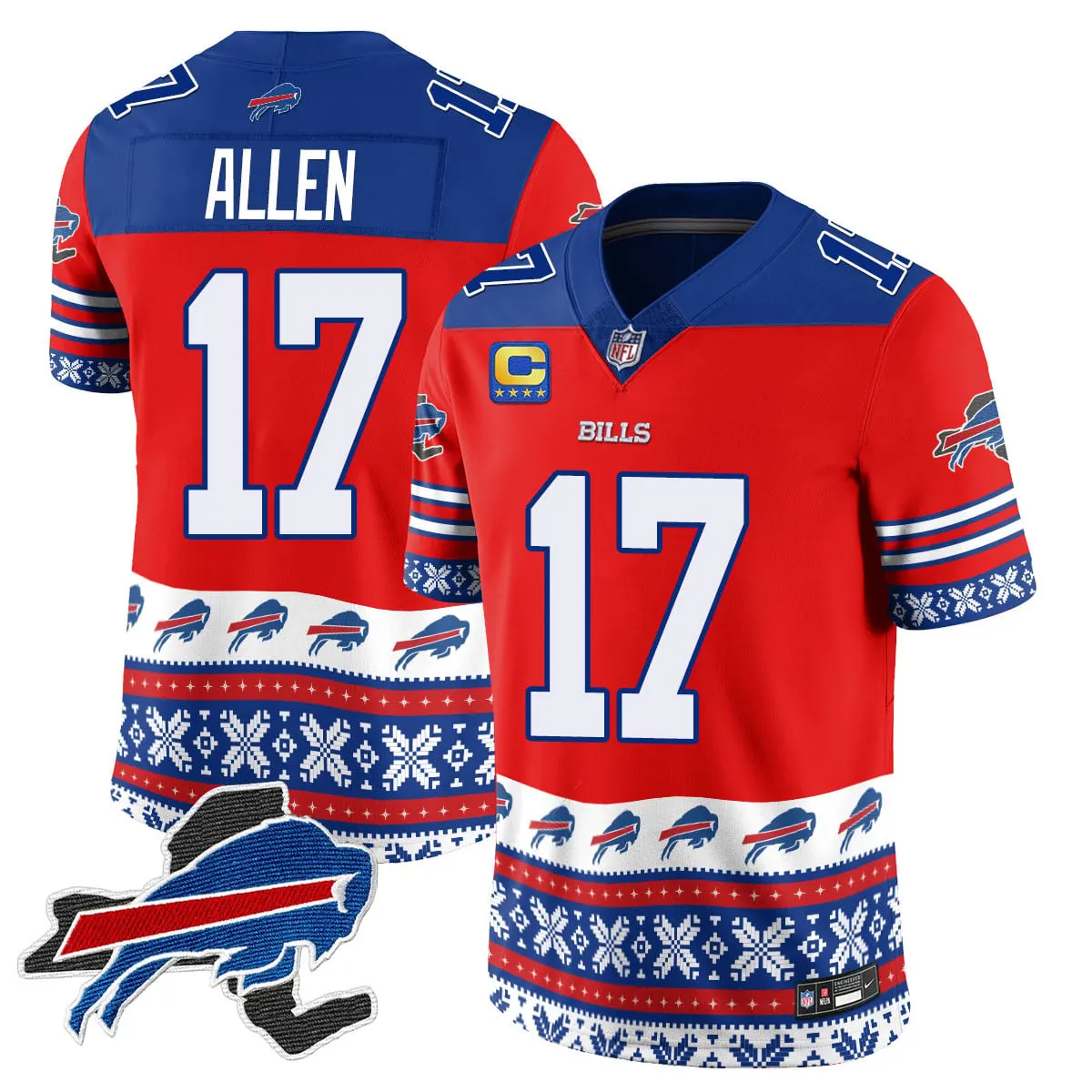 Buffalo Bills Nike 2024 Christmas Vapor Limited Jersey - Royal Blue - Image 19