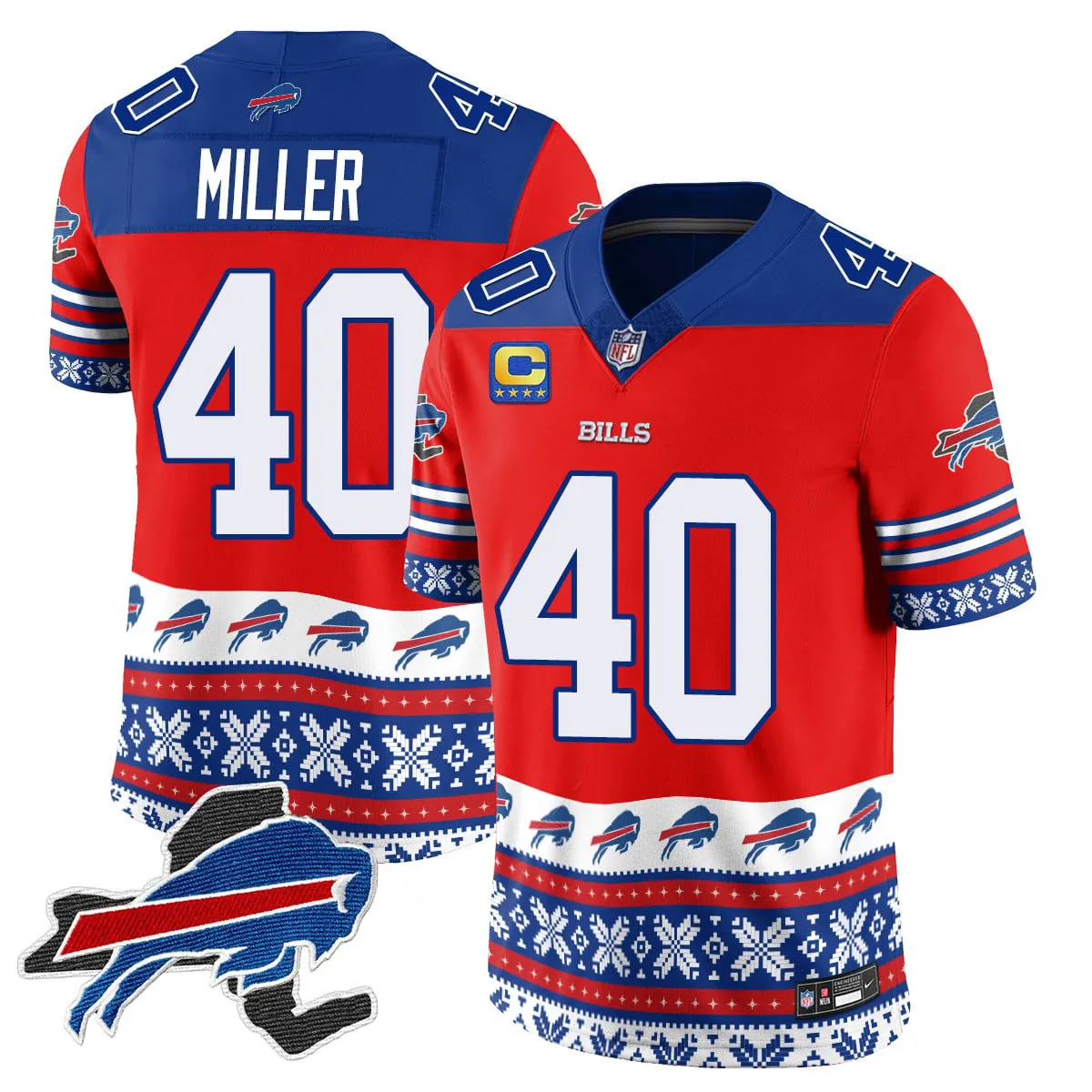 Buffalo Bills Nike 2024 Christmas Vapor Limited Jersey - Royal Blue - Image 25