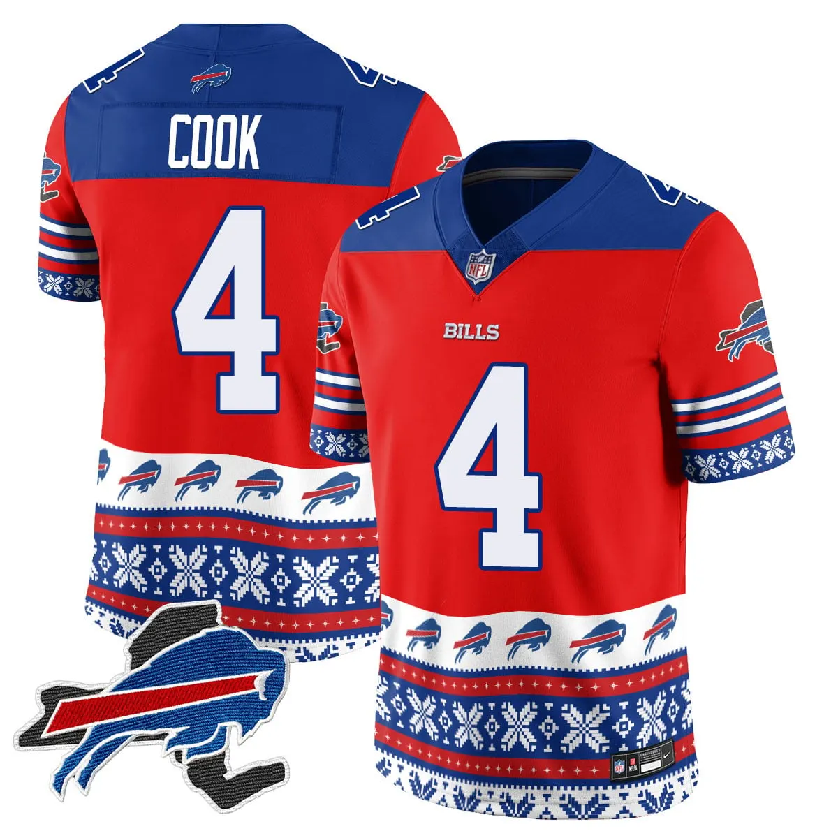 Buffalo Bills Nike 2024 Christmas Vapor Limited Jersey - Royal Blue - Image 20