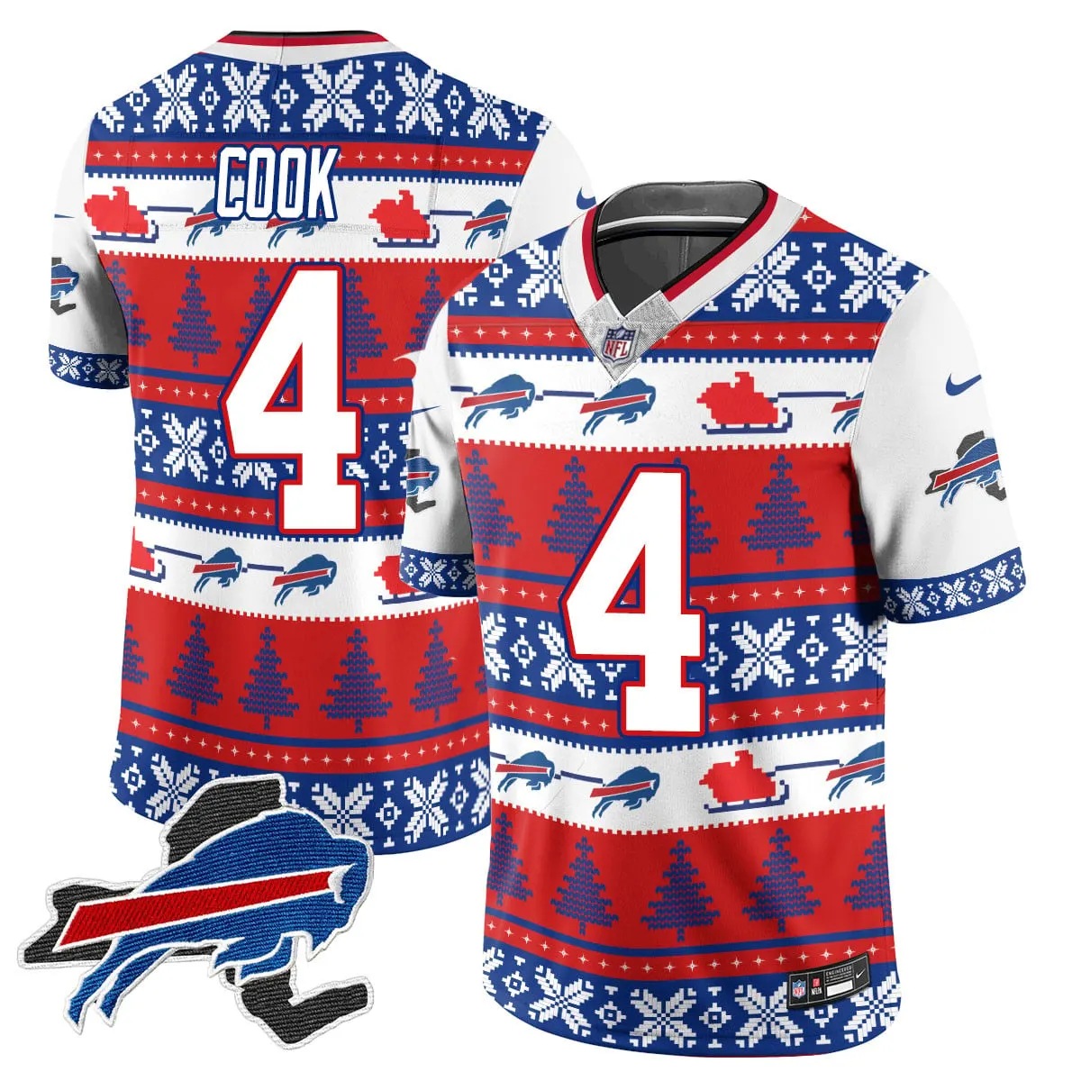 Allen Buffalo Bills Nike 2024 Christmas Vapor Limited Jersey - Red - Image 12