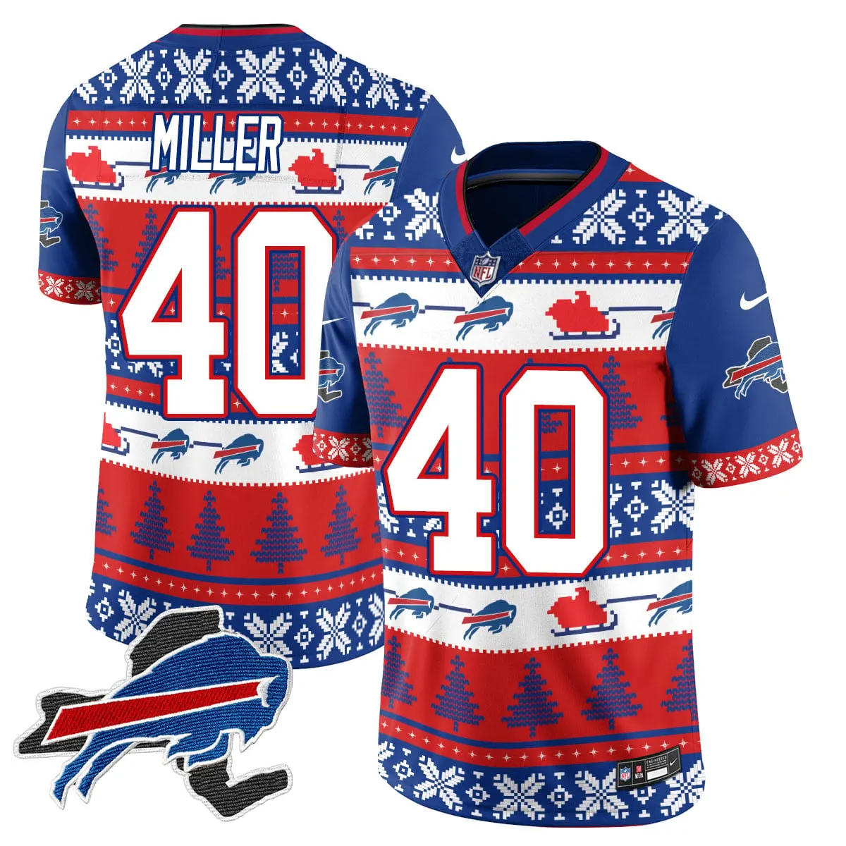 Allen Buffalo Bills Nike 2024 Christmas Vapor Limited Jersey - Red - Image 7