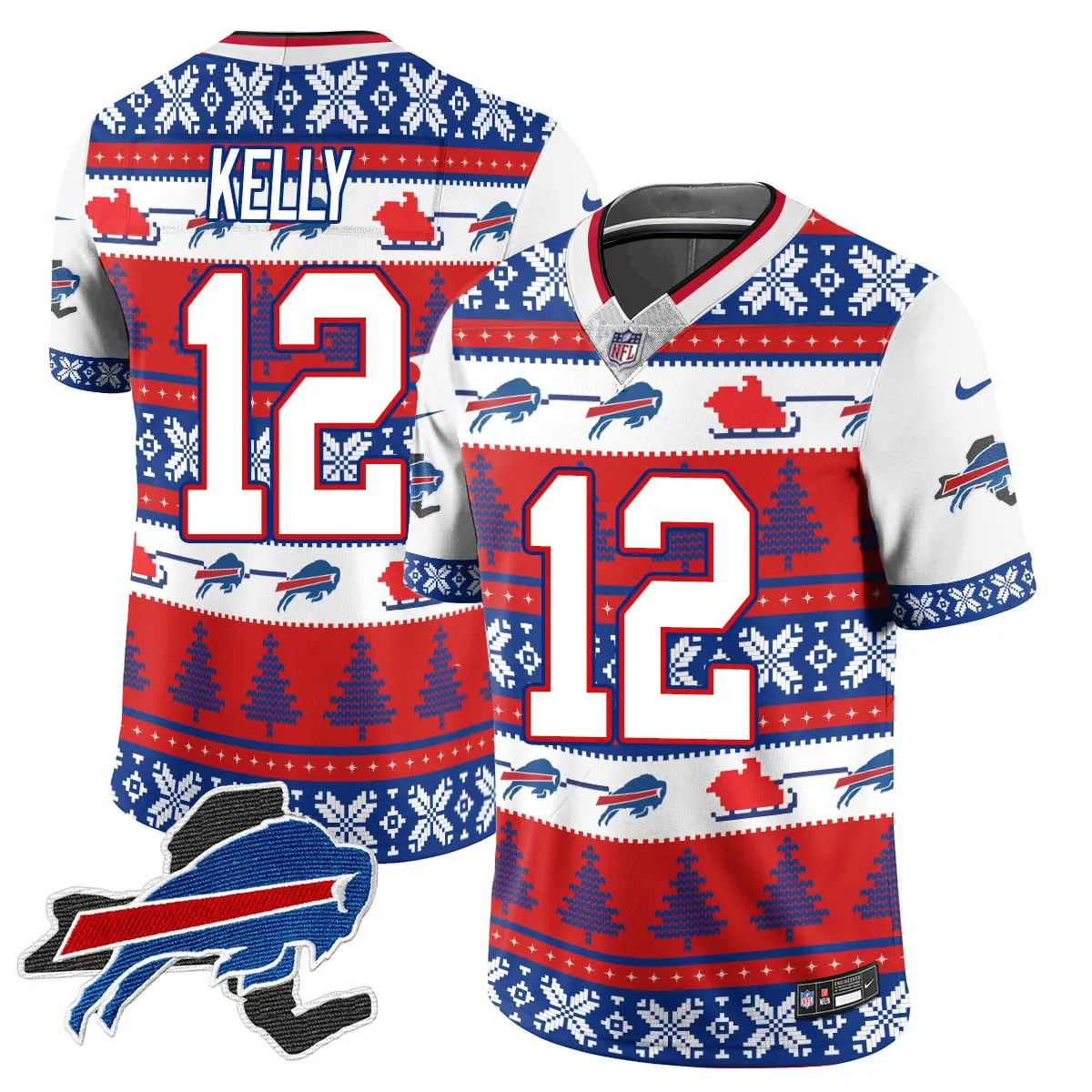 Allen Buffalo Bills Nike 2024 Christmas Vapor Limited Jersey - Red - Image 14
