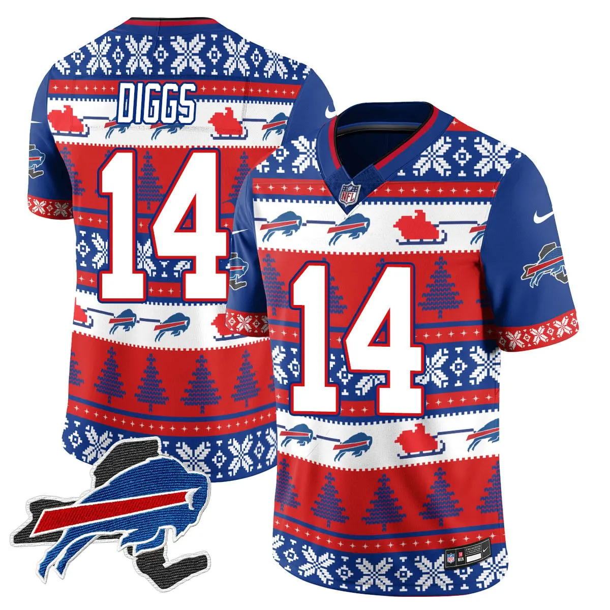Allen Buffalo Bills Nike 2024 Christmas Vapor Limited Jersey - Red - Image 3