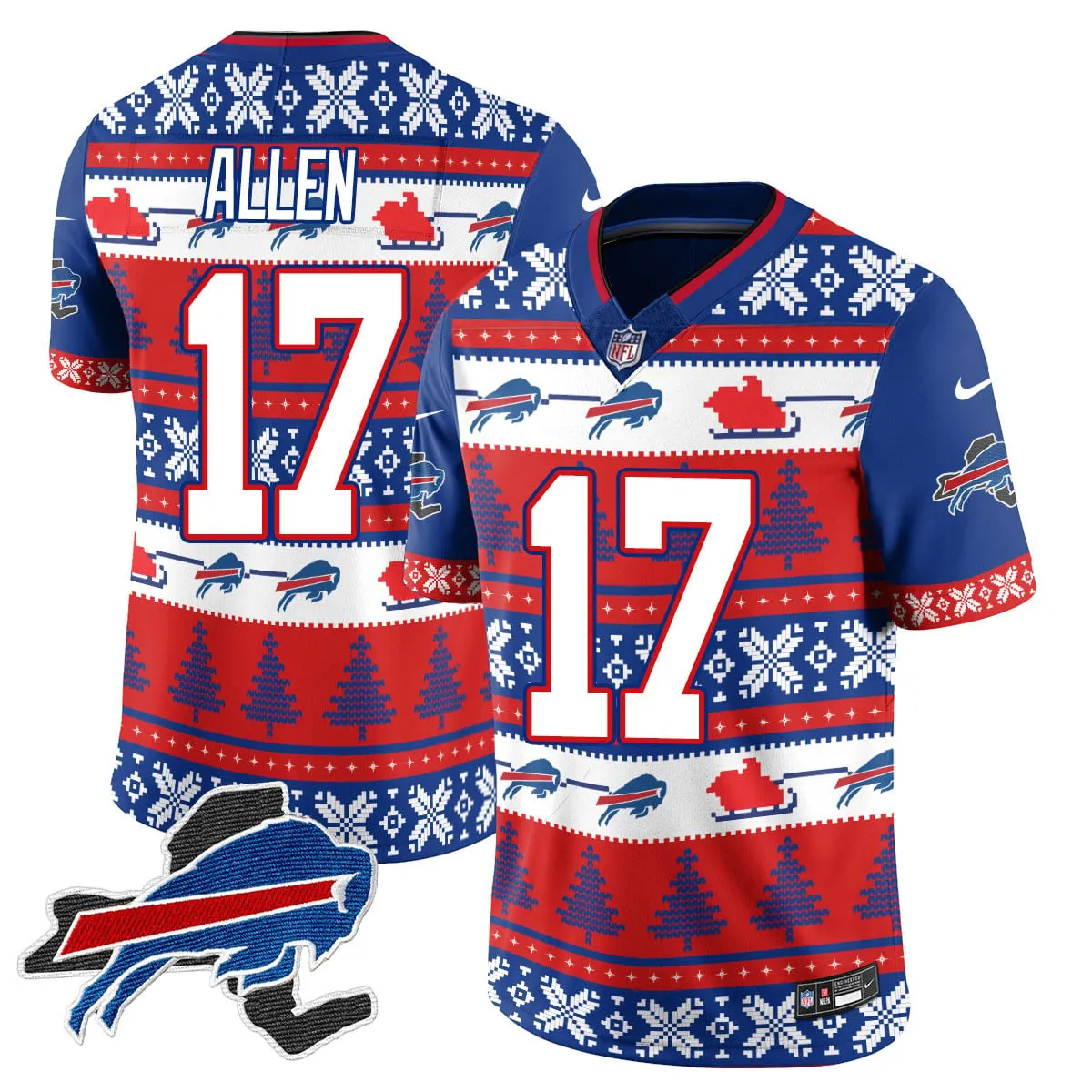 Allen Buffalo Bills Nike 2024 Christmas Vapor Limited Jersey - Red