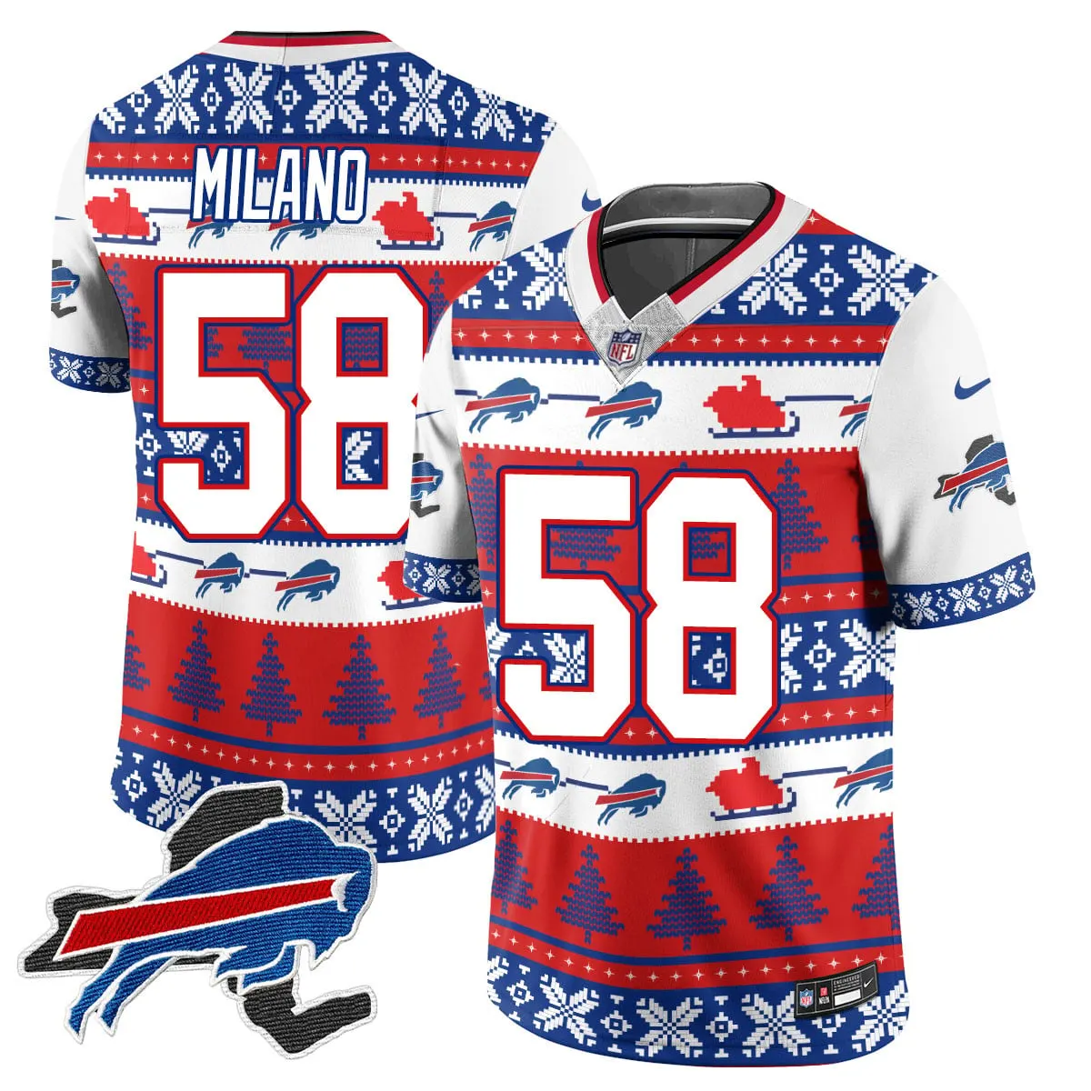 Allen Buffalo Bills Nike 2024 Christmas Vapor Limited Jersey - Red - Image 16
