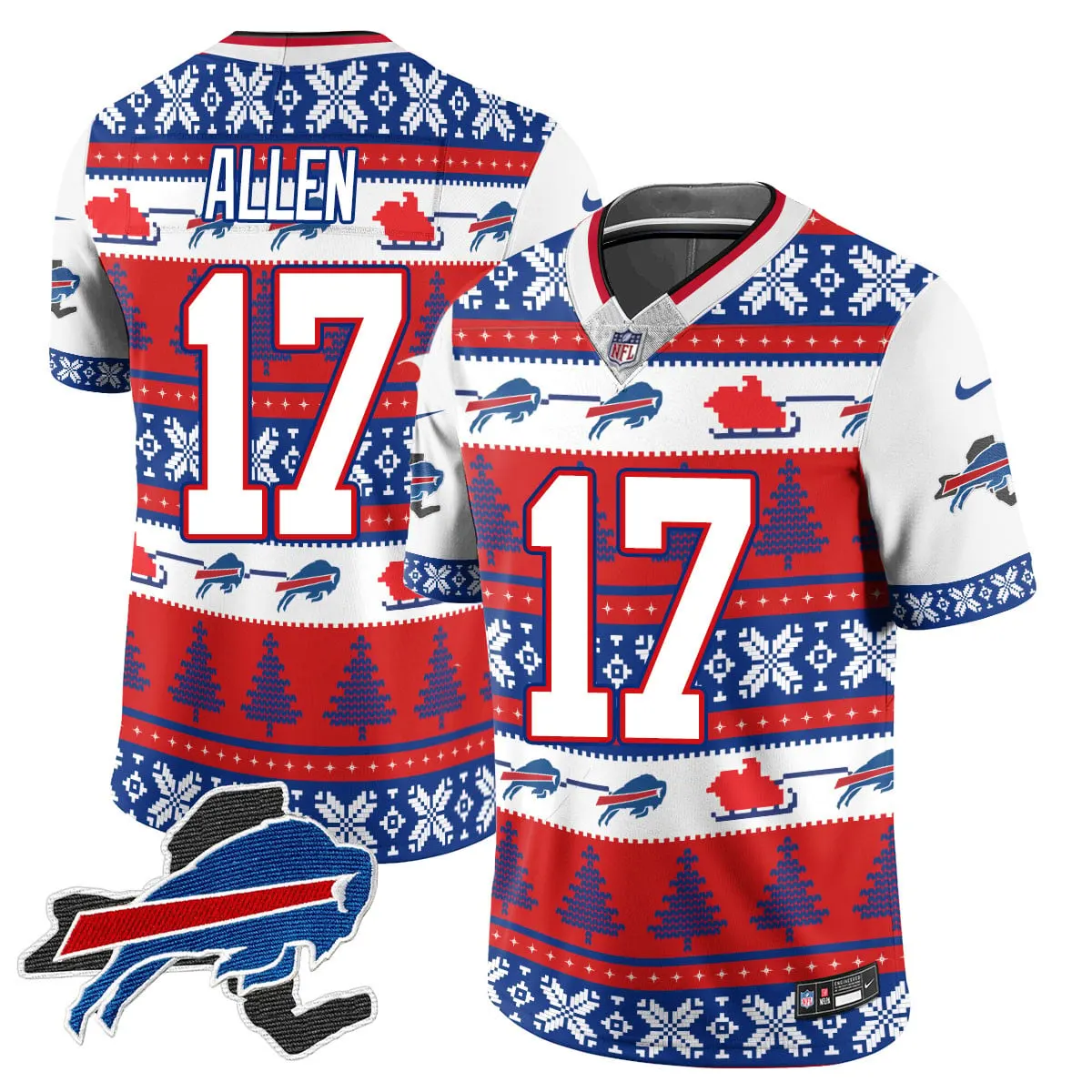 Allen Buffalo Bills Nike 2024 Christmas Vapor Limited Jersey - Red - Image 11