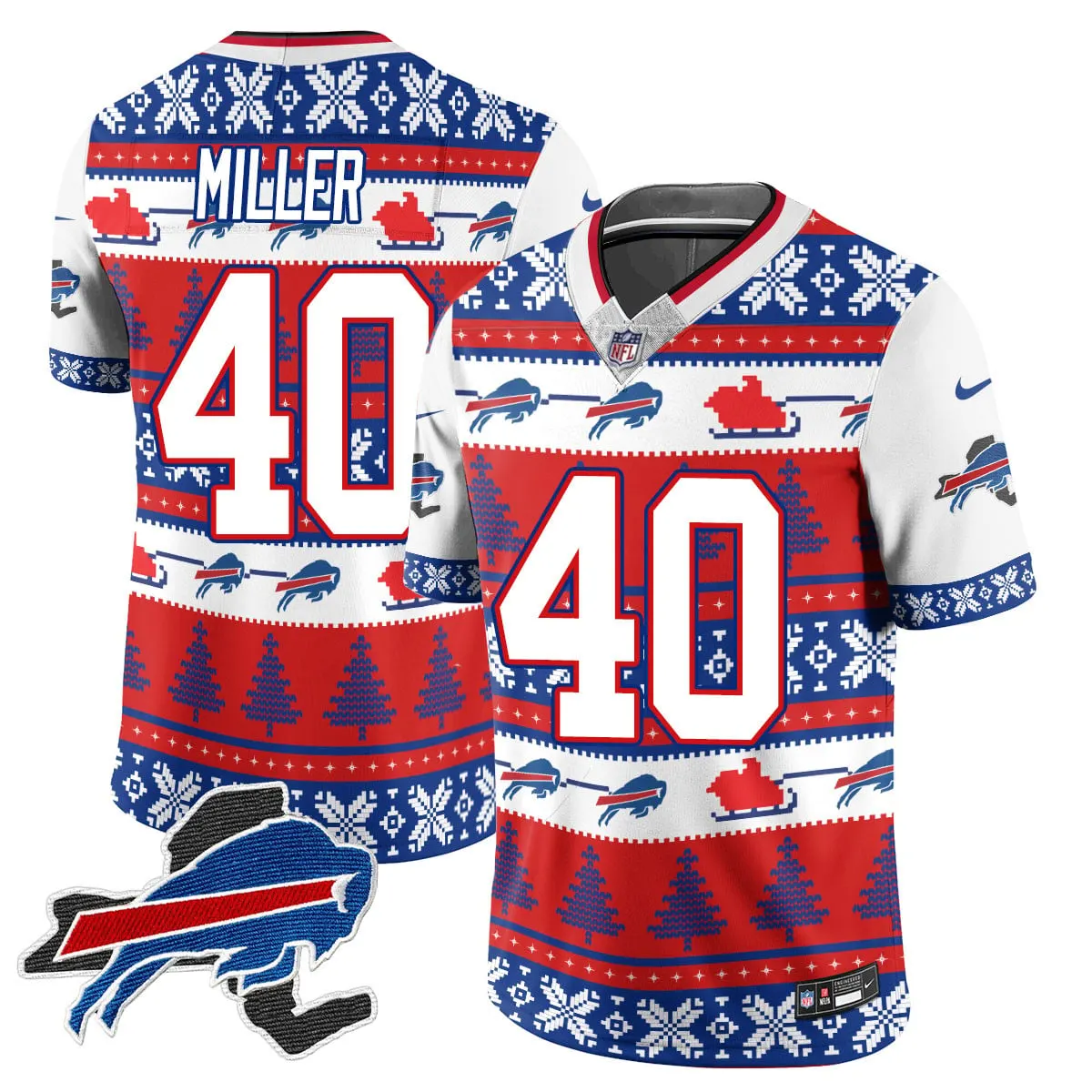 Allen Buffalo Bills Nike 2024 Christmas Vapor Limited Jersey - Red - Image 17