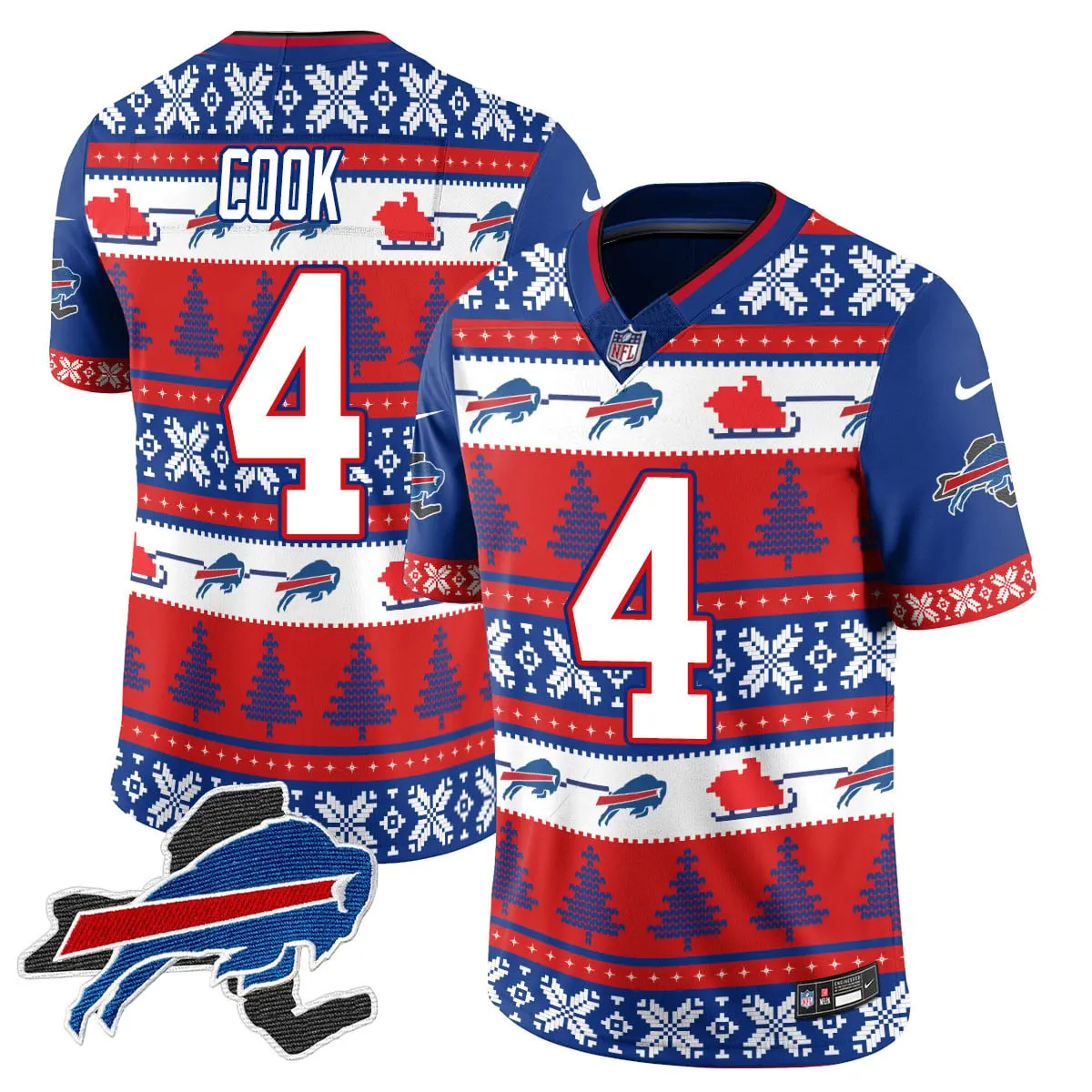 Allen Buffalo Bills Nike 2024 Christmas Vapor Limited Jersey - Red - Image 2