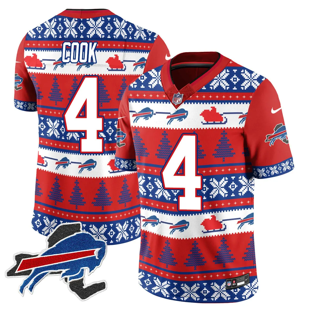 Allen Buffalo Bills Nike 2024 Christmas Vapor Limited Jersey - Red - Image 20