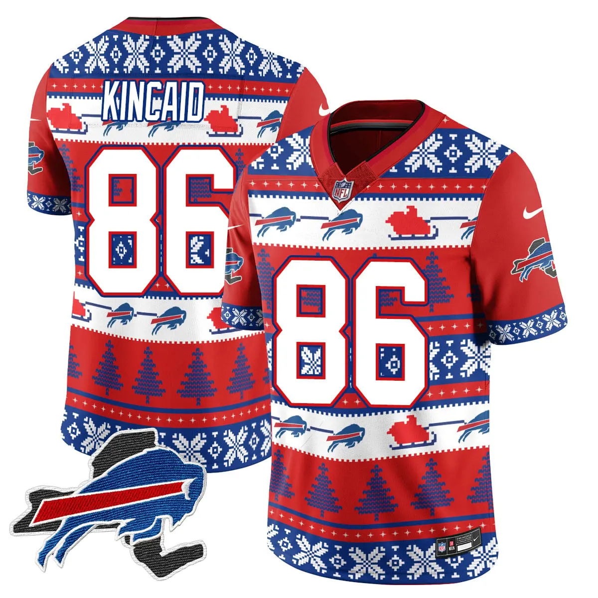 Allen Buffalo Bills Nike 2024 Christmas Vapor Limited Jersey - Red - Image 23