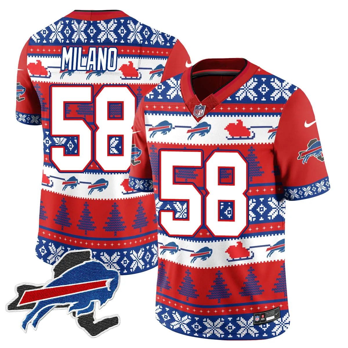 Allen Buffalo Bills Nike 2024 Christmas Vapor Limited Jersey - Red - Image 24