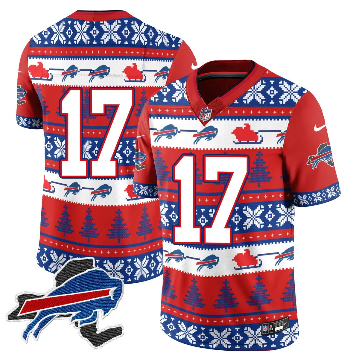 Allen Buffalo Bills Nike 2024 Christmas Vapor Limited Jersey - Red - Image 22