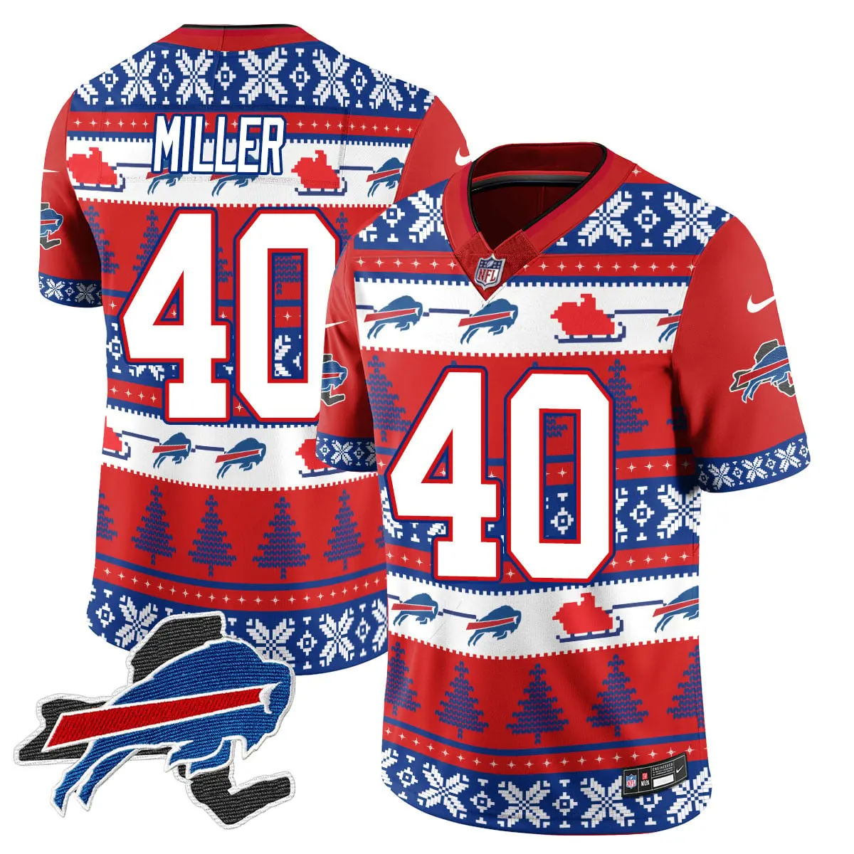 Allen Buffalo Bills Nike 2024 Christmas Vapor Limited Jersey - Red - Image 25