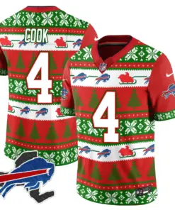 Allen Buffalo Bills Nike 2024 Christmas Vapor Limited Jersey - Red - Image 30