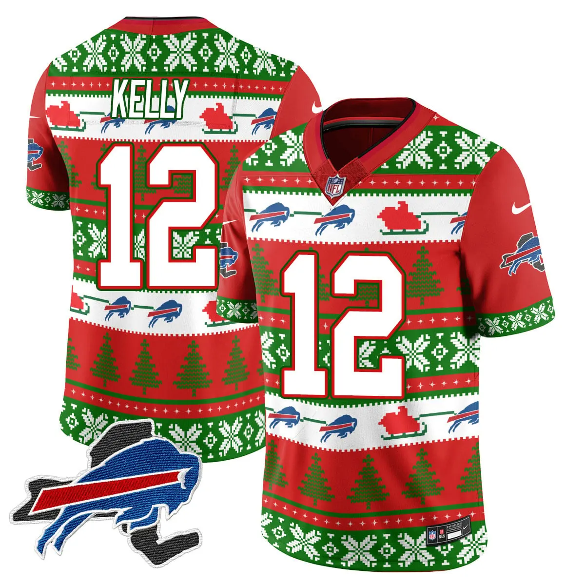 Allen Buffalo Bills Nike 2024 Christmas Vapor Limited Jersey - Red - Image 32