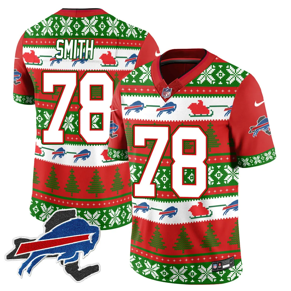 Allen Buffalo Bills Nike 2024 Christmas Vapor Limited Jersey - Red - Image 36