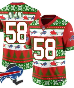 Allen Buffalo Bills Nike 2024 Christmas Vapor Limited Jersey - Red - Image 34