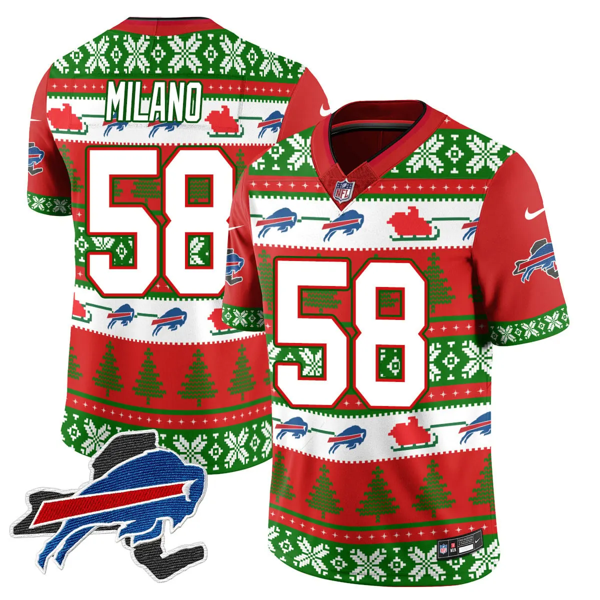 Allen Buffalo Bills Nike 2024 Christmas Vapor Limited Jersey - Red - Image 34