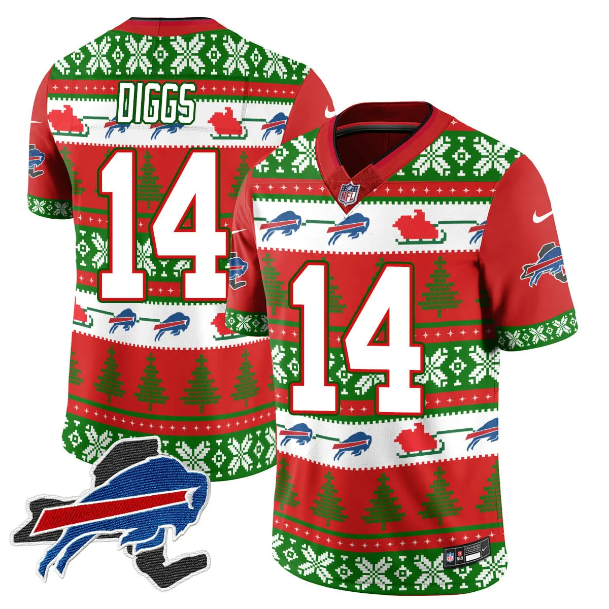 Allen Buffalo Bills Nike 2024 Christmas Vapor Limited Jersey - Red - Image 31