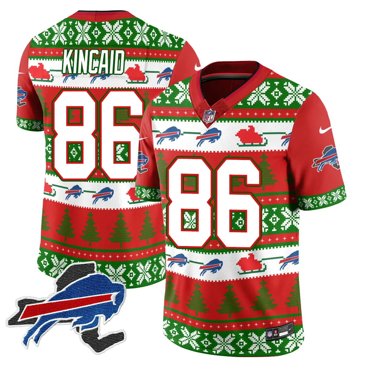 Allen Buffalo Bills Nike 2024 Christmas Vapor Limited Jersey - Red - Image 33