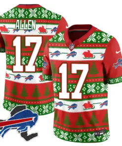 Allen Buffalo Bills Nike 2024 Christmas Vapor Limited Jersey - Red - Image 29