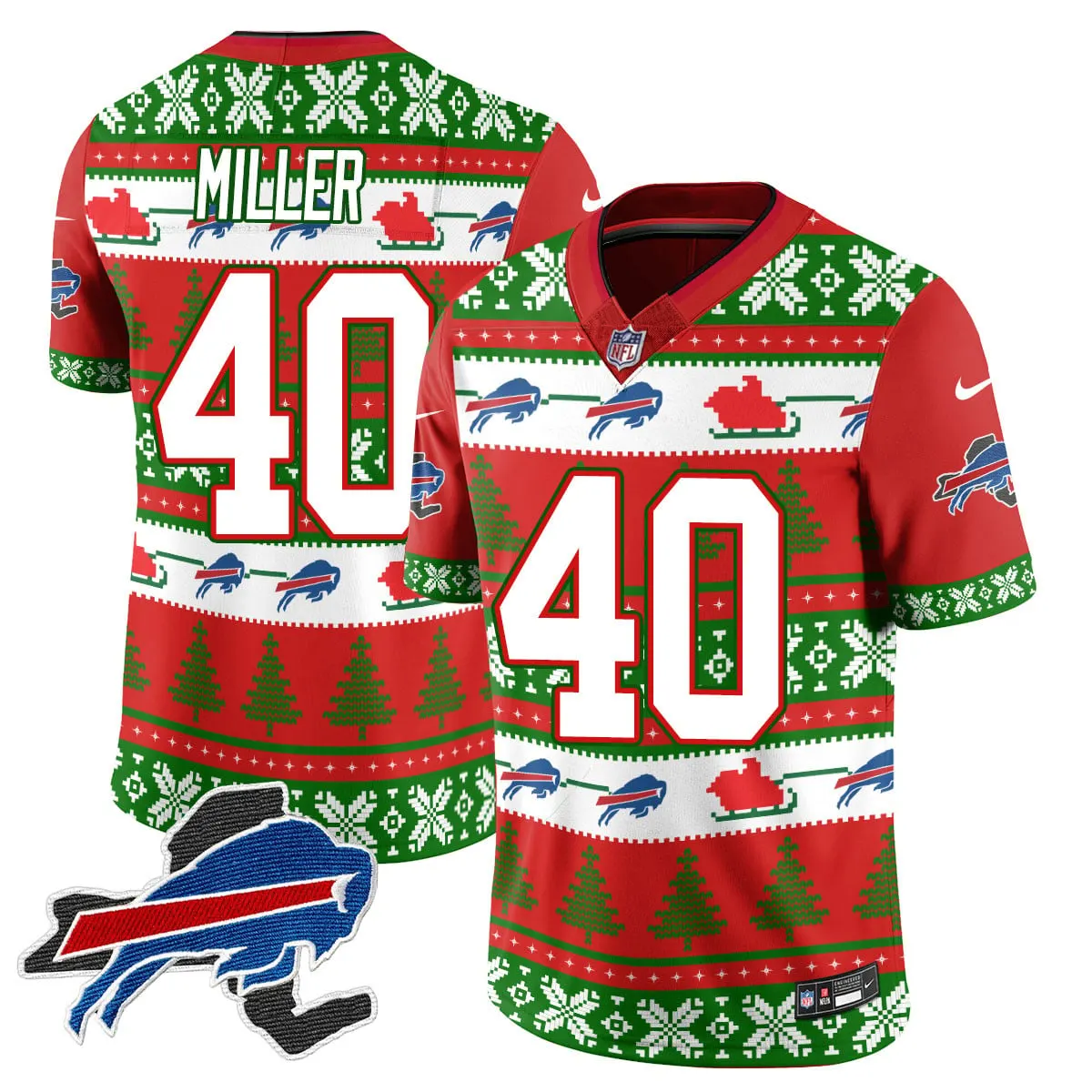 Allen Buffalo Bills Nike 2024 Christmas Vapor Limited Jersey - Red - Image 35
