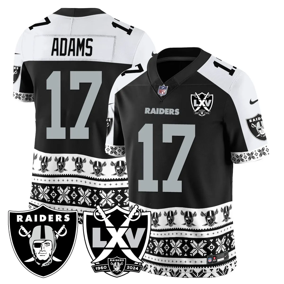 Las Vegas Raiders Nike 2024 Christmas Vapor Limited Jersey - White - Image 2