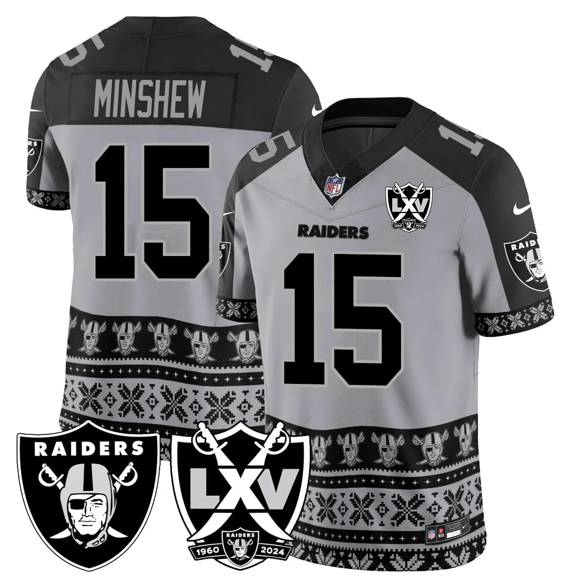 Las Vegas Raiders Nike 2024 Christmas Vapor Limited Jersey - White - Image 14