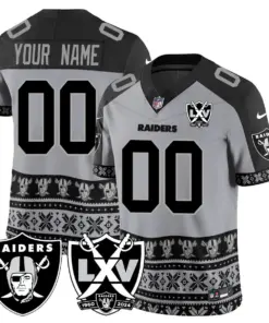 Las Vegas Raiders Nike 2024 Christmas Vapor Limited Jersey - White - Image 15