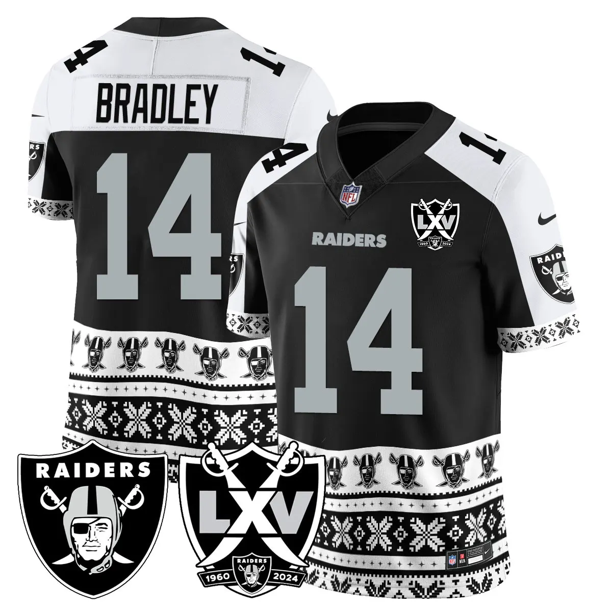 Las Vegas Raiders Nike 2024 Christmas Vapor Limited Jersey - White - Image 4