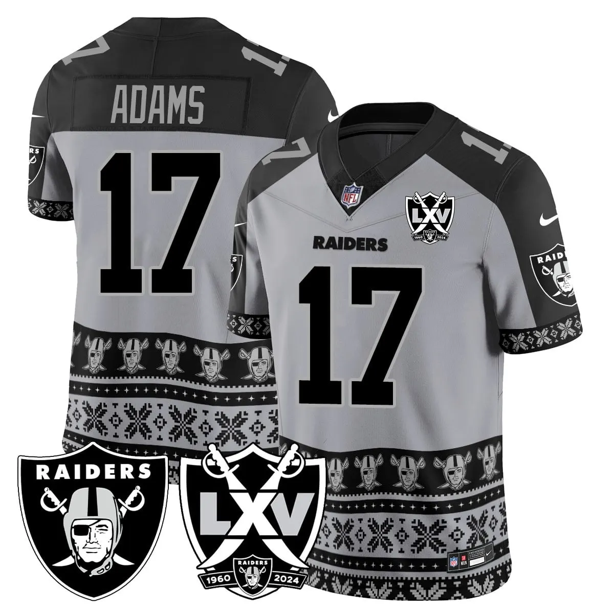 Las Vegas Raiders Nike 2024 Christmas Vapor Limited Jersey - White - Image 9