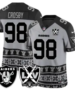 Las Vegas Raiders Nike 2024 Christmas Vapor Limited Jersey - White - Image 12