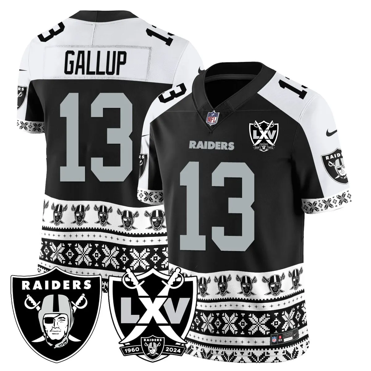Las Vegas Raiders Nike 2024 Christmas Vapor Limited Jersey - White - Image 6