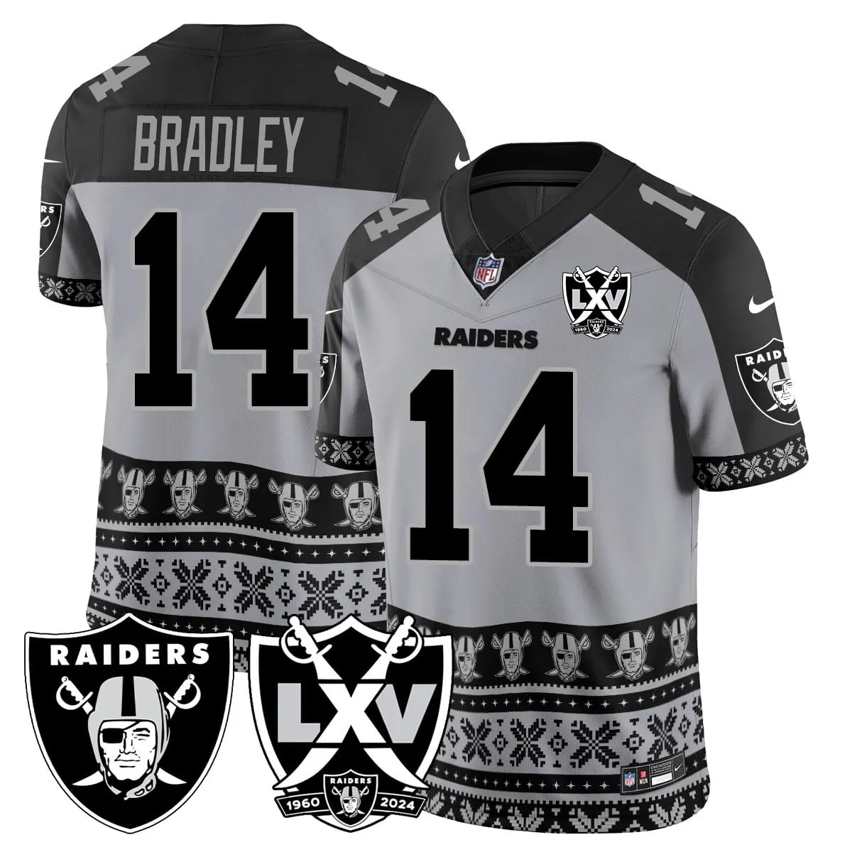 Las Vegas Raiders Nike 2024 Christmas Vapor Limited Jersey - White - Image 11