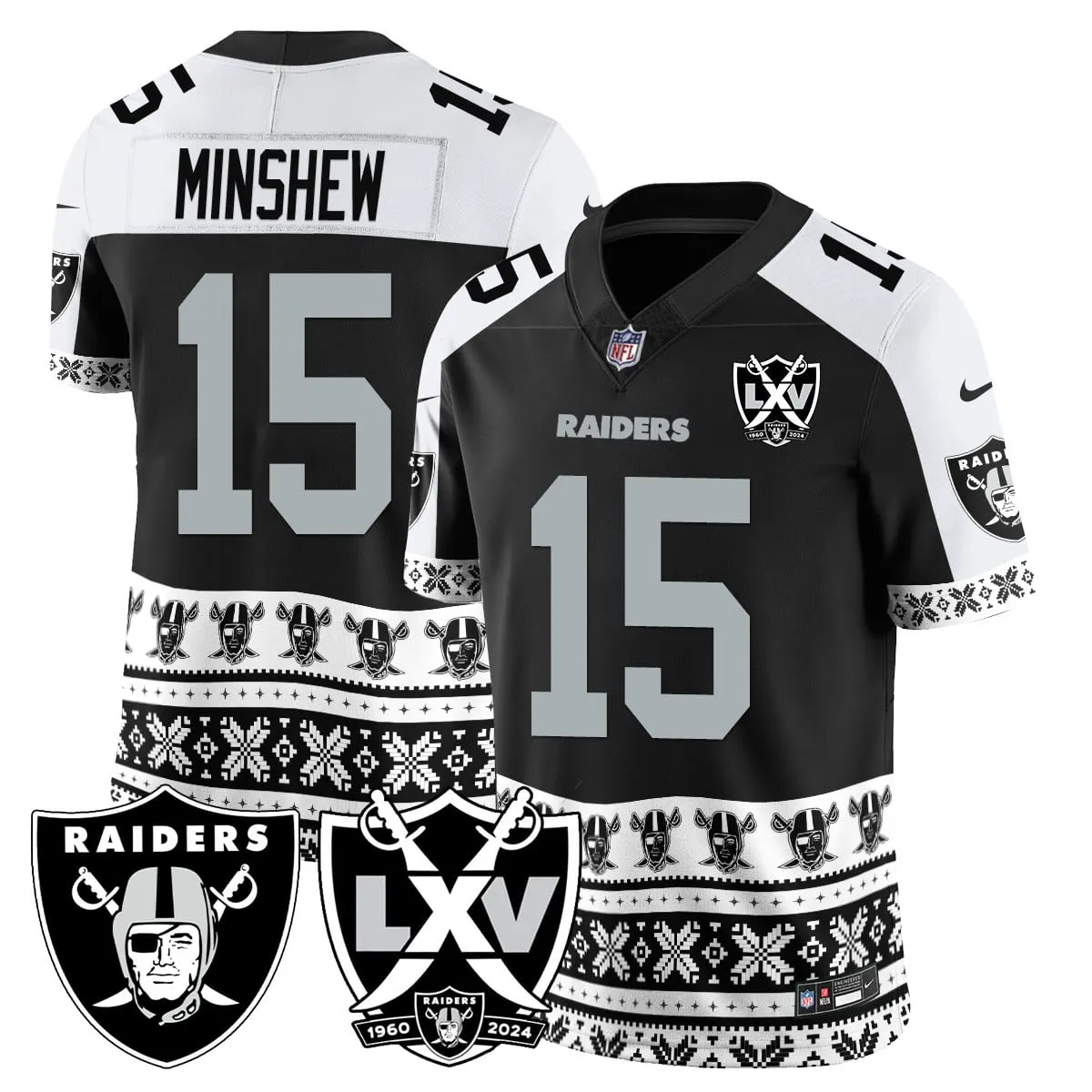 Las Vegas Raiders Nike 2024 Christmas Vapor Limited Jersey - White - Image 8