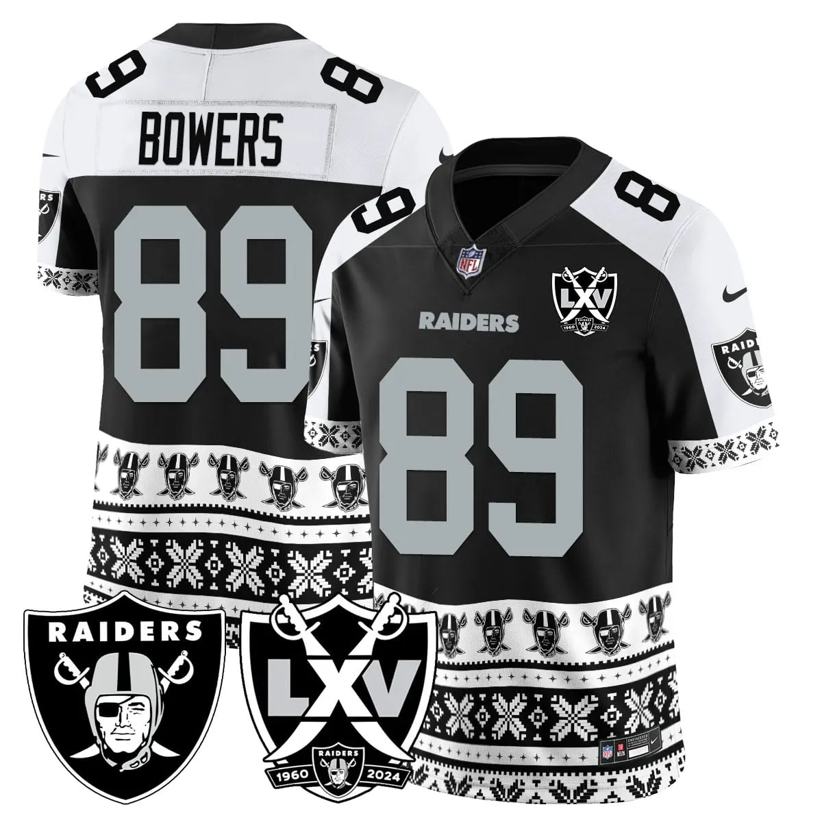 Las Vegas Raiders Nike 2024 Christmas Vapor Limited Jersey - White - Image 3