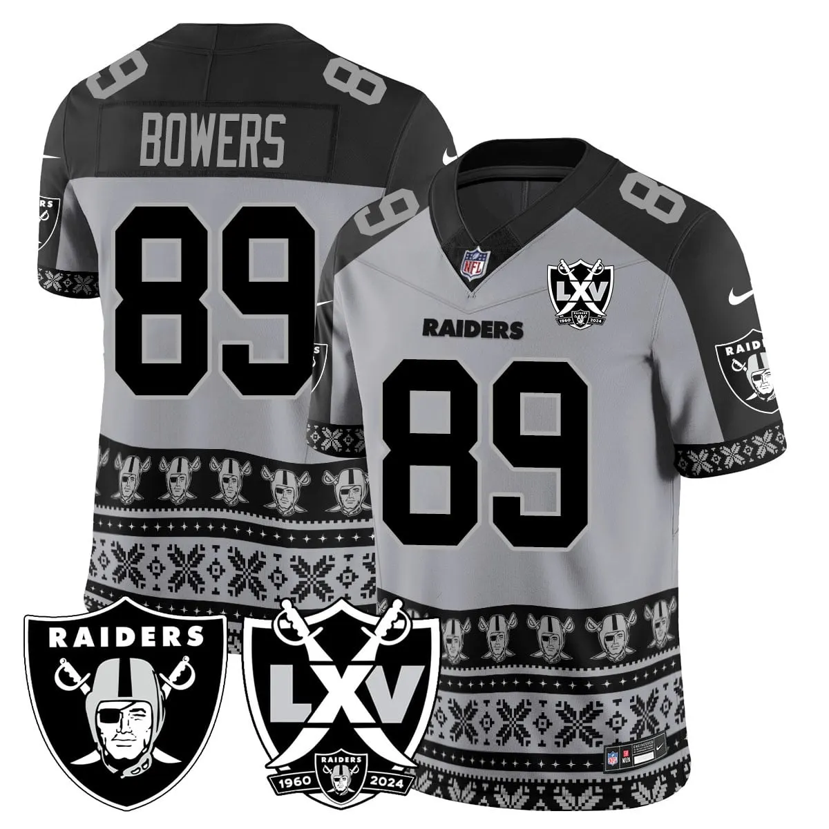 Las Vegas Raiders Nike 2024 Christmas Vapor Limited Jersey - White - Image 10