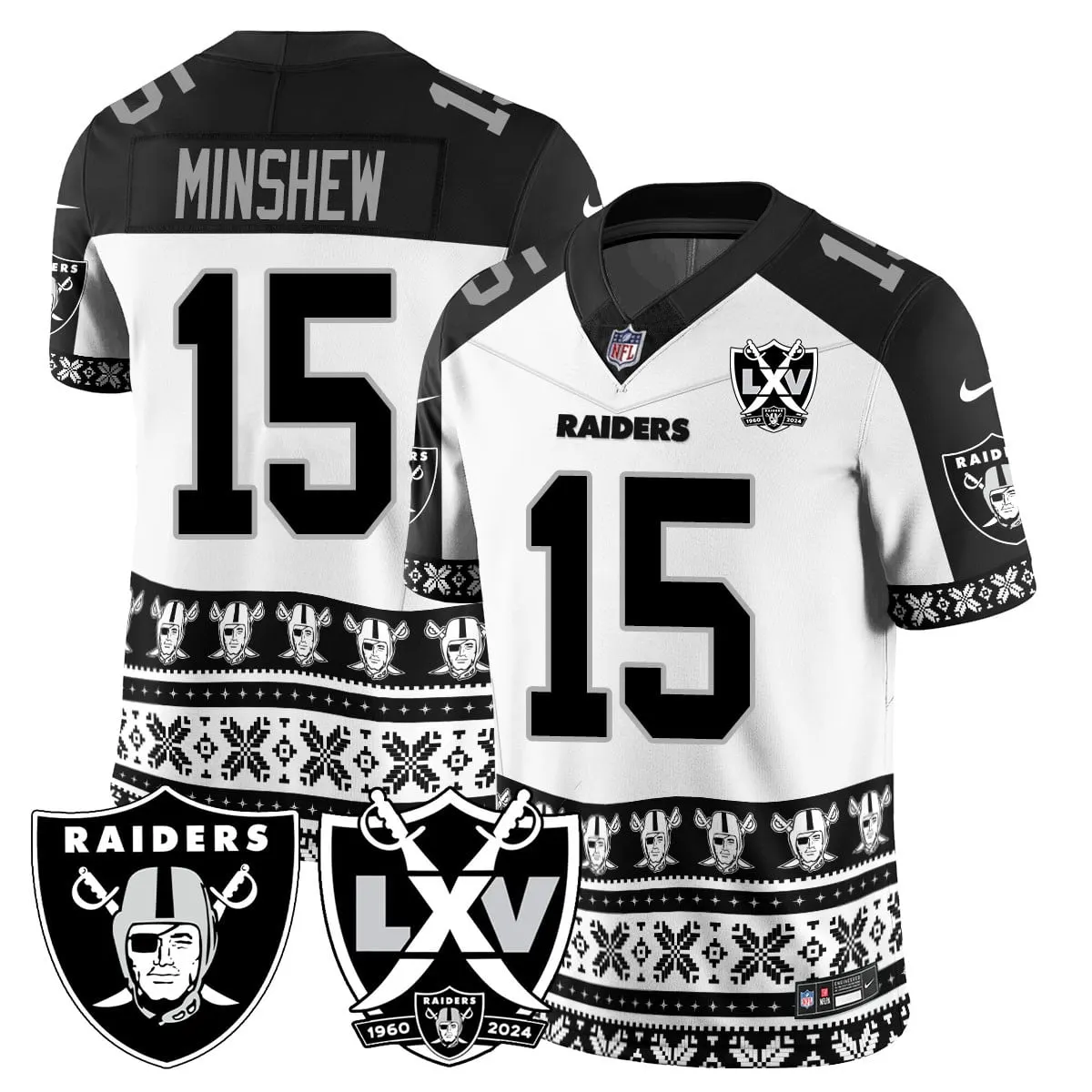 Las Vegas Raiders Nike 2024 Christmas Vapor Limited Jersey - White - Image 20