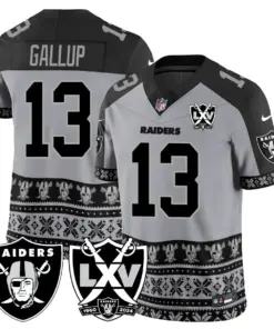 Las Vegas Raiders Nike 2024 Christmas Vapor Limited Jersey - White - Image 13