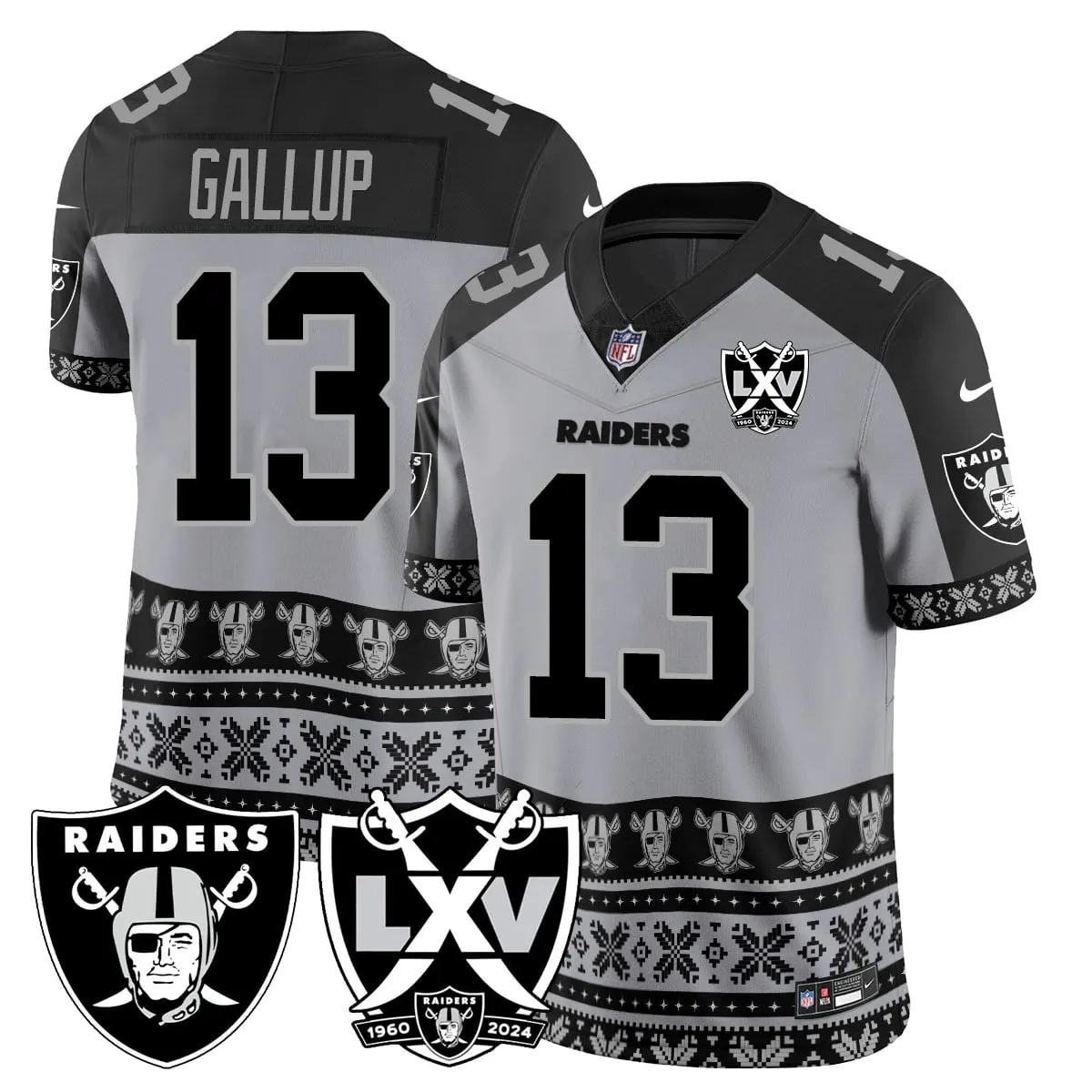Las Vegas Raiders Nike 2024 Christmas Vapor Limited Jersey - White - Image 13