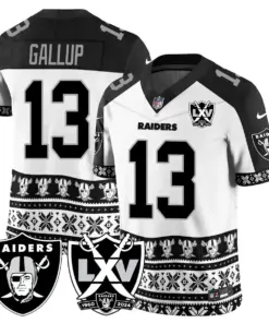 Las Vegas Raiders Nike 2024 Christmas Vapor Limited Jersey - White - Image 19