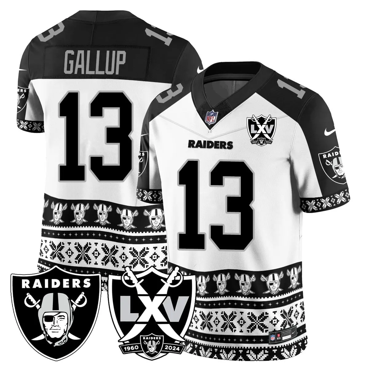 Las Vegas Raiders Nike 2024 Christmas Vapor Limited Jersey - White - Image 19