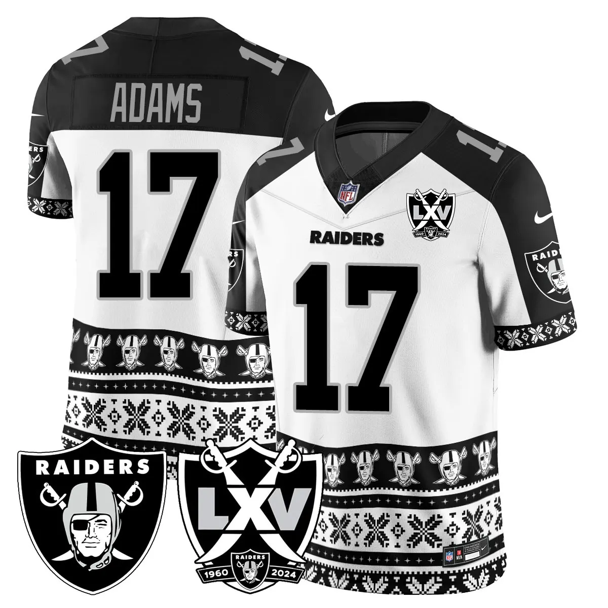 Las Vegas Raiders Nike 2024 Christmas Vapor Limited Jersey - White - Image 16