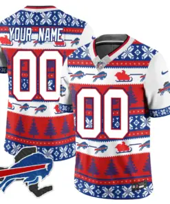 Buffalo Bills Nike 2024 Christmas Vapor Custom Limited Jersey N1 - Red - Image 3