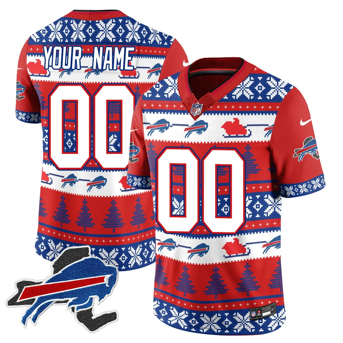 Buffalo Bills Nike 2024 Christmas Vapor Custom Limited Jersey N1 - Red